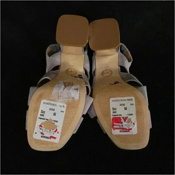 Michael Kors Dixon Heeled Sandals Dove Gray Women's 6 M Open Toe Suede Strappy - Picture 6 of 8